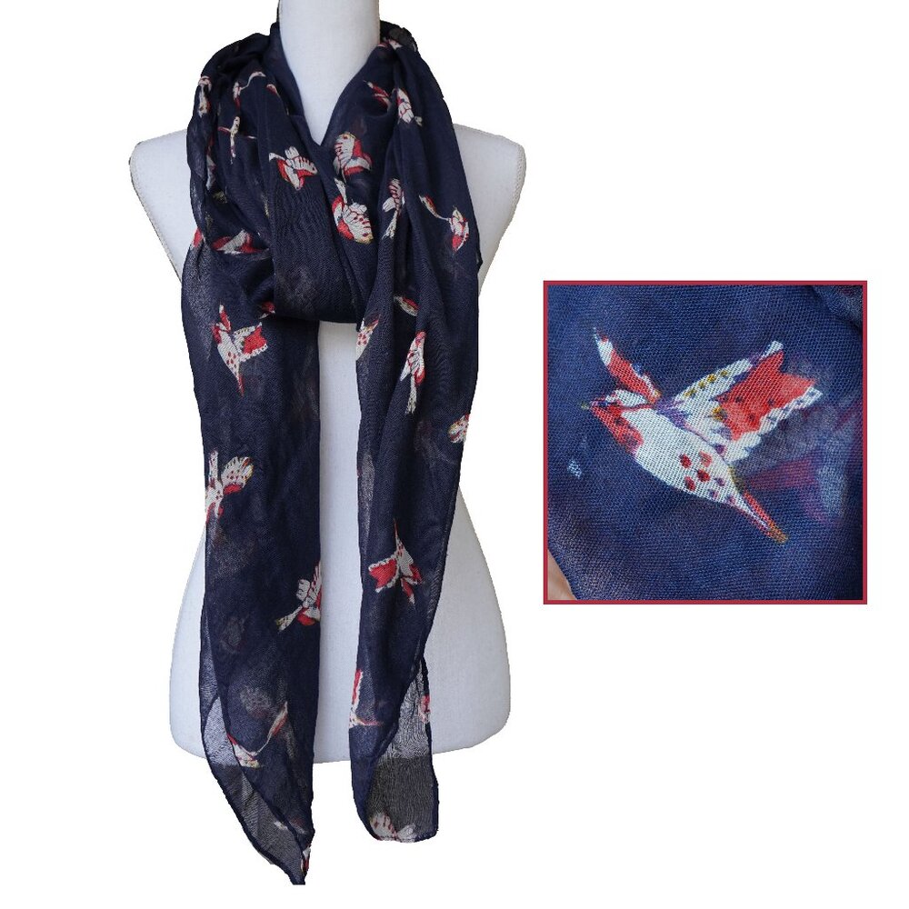 Target Navy Blue Bird Print Extra Long Scarf